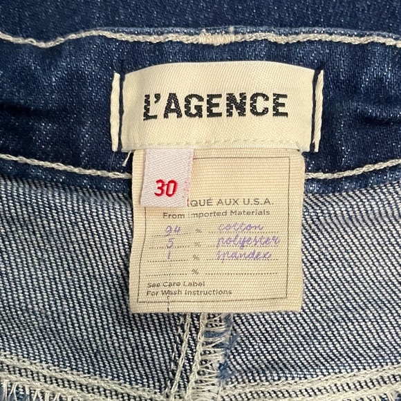 L'AGENCE Wanda Wide Leg High Rise Crop Uncut Hem Frisco Indigo Blue Wash Size 30 - Picture 8 of 11